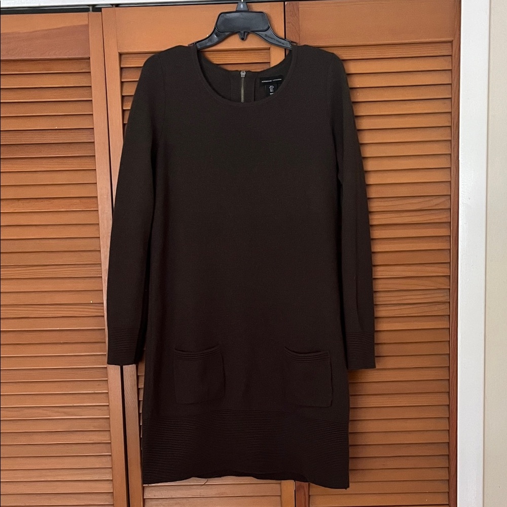 Adrienne Vittadini Dark Green Long Sleeve Sweater Dress